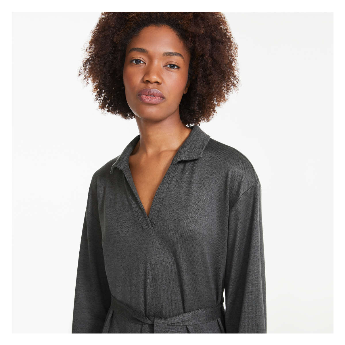 Belted Dress in Charcoal Mix from Joe Fresh